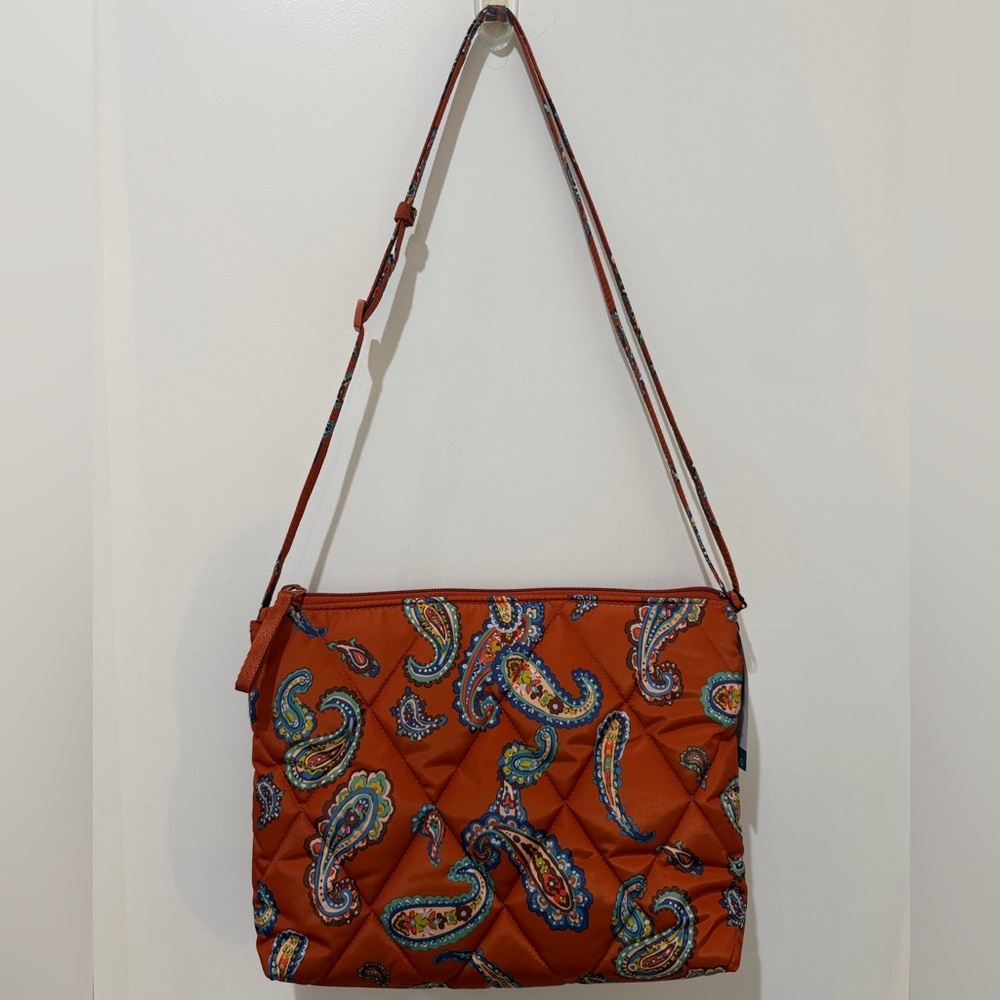 Vera Bradley Quilted Paisley Crossbody in Rust with Multicolor Accents